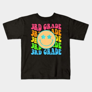 Groovy Third Grade Vibes Face Retro Teachers Back To School Kids T-Shirt